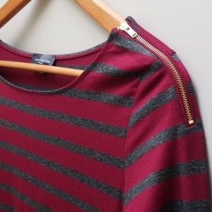 The Limited long sleeve gray and maroon stripe M